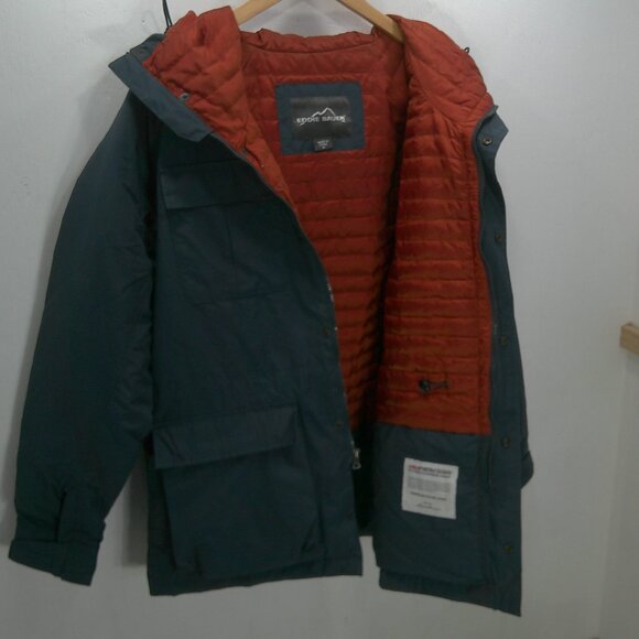 Eddie Bauer Preppy Classic Premium Goose Down Micro Therm Hooded Navy Jacket M - Picture 8 of 13